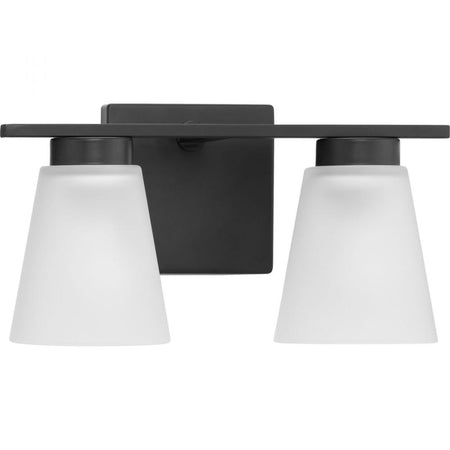 Tanner Collection Two-Light Matte Black Transitional Vanity Light by Progress