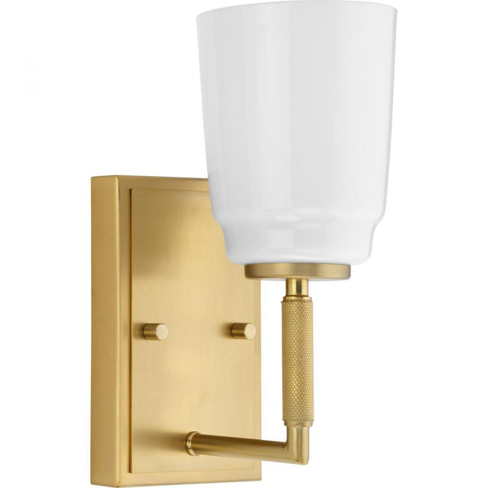 Spenser Collection One-Light Brushed Gold Industrial Vanity Light by Progress