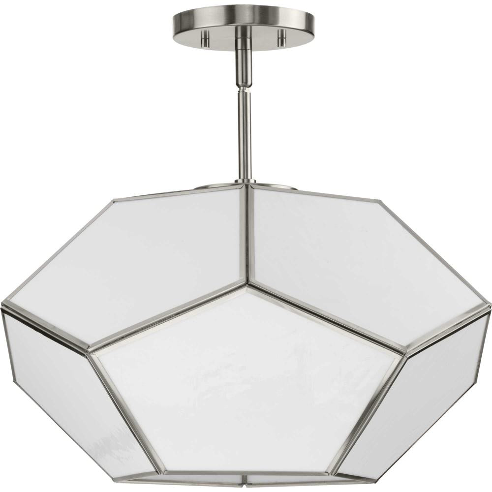 Latham Collection 18 in. Three-Light Brushed Nickel Contemporary Flush Mount by Progress