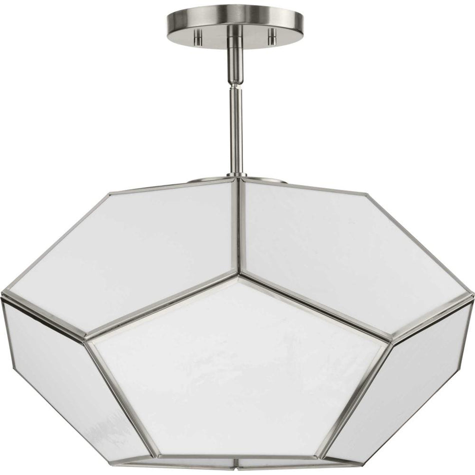 Latham Collection 18 in. Three-Light Brushed Nickel Contemporary Flush Mount by Progress