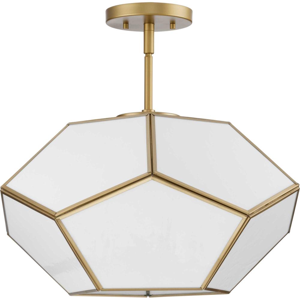 Latham Collection 18 in. Three-Light Vintage Brass Contemporary Flush Mount by Progress