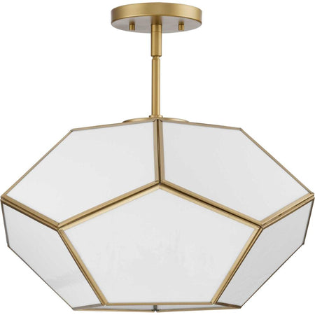 Latham Collection 18 in. Three-Light Vintage Brass Contemporary Flush Mount by Progress