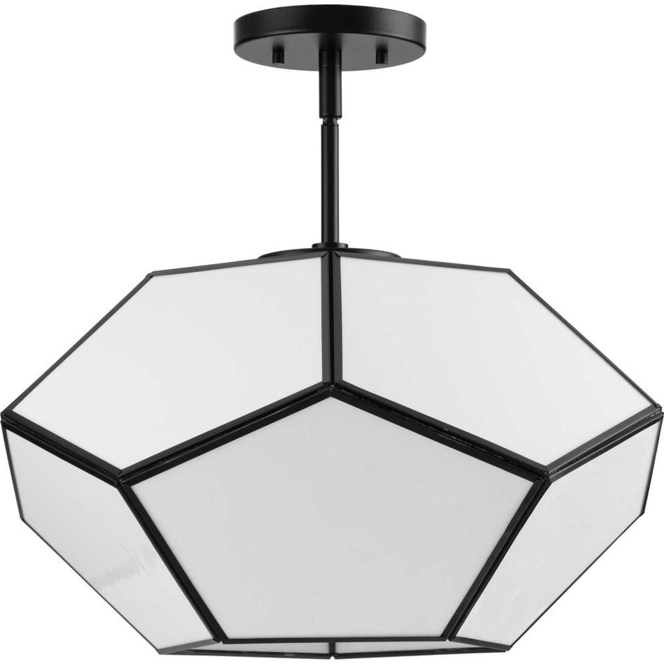 Latham Collection 18 in. Three-Light Matte Black Contemporary Flush Mount by Progress