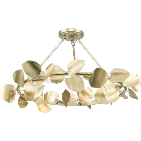 Laurel Collection 28 in. Six-Light Gilded Silver Transitional Flush Mount by Progress