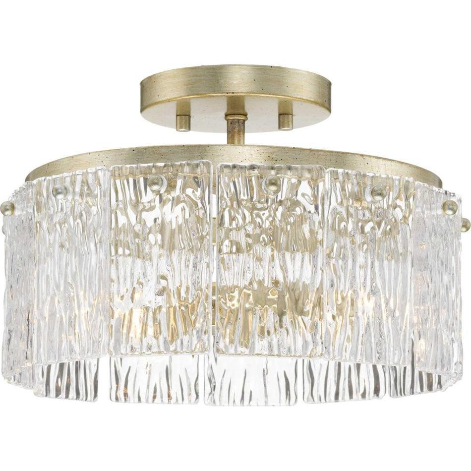 Chevall Collection Two-Light 12.62 in. Gilded Silver Modern Organic Flush Mount Light by Progress