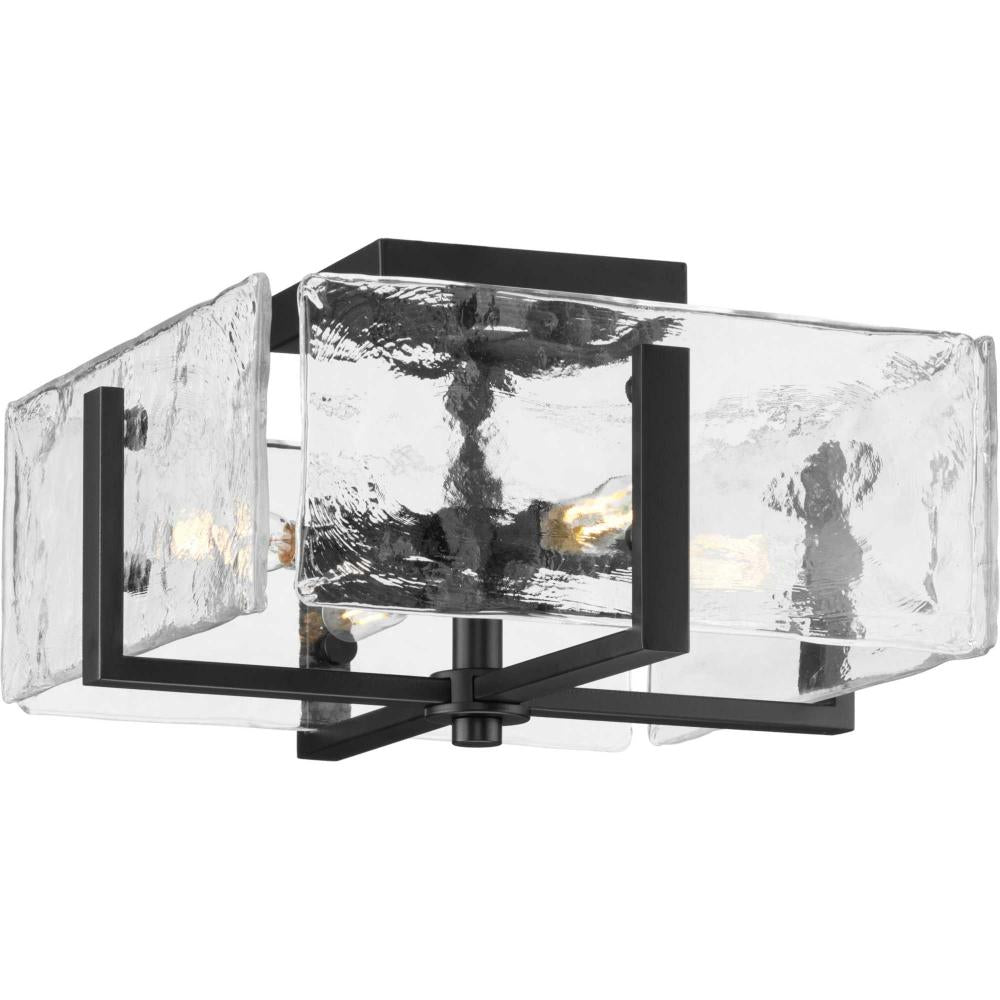 Rivera Collection Four-Light 13 in. Matte Black Luxe Industrial Flush Mount by Progress