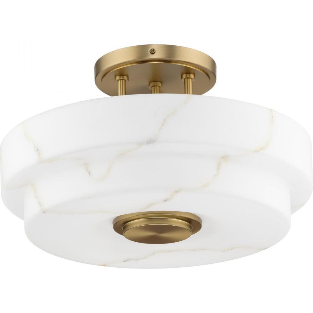 Tosca Collection Three-Light Brushed Bronze Modern Luxe Semi-Flush Mount Light by Progress