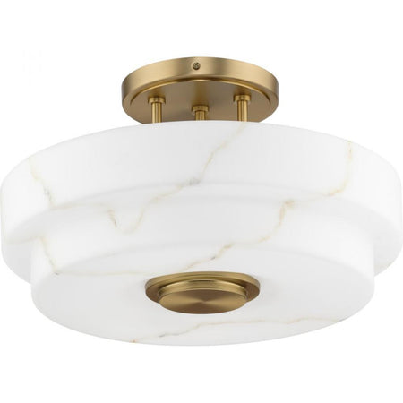 Tosca Collection Three-Light Brushed Bronze Modern Luxe Semi-Flush Mount Light by Progress
