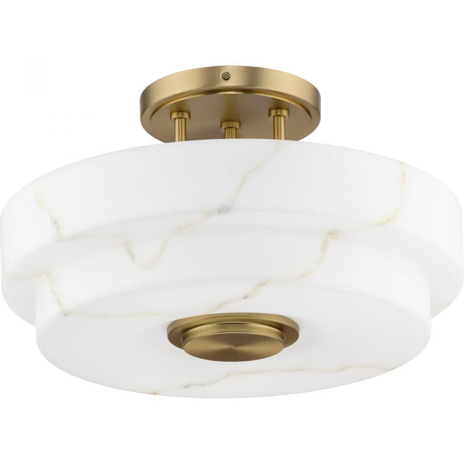 Tosca Collection Three-Light Brushed Bronze Modern Luxe Semi-Flush Mount Light by Progress