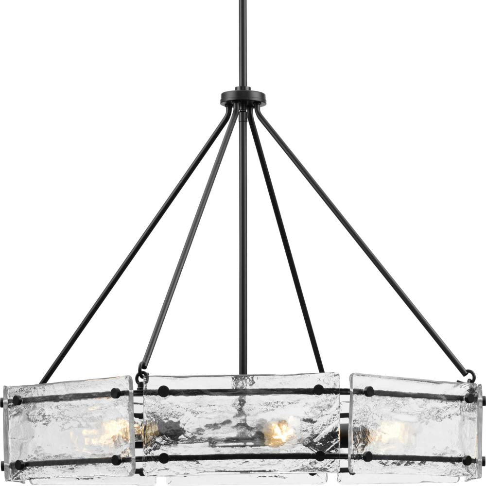 Rivera Collection Six-Light Matte Black Luxe Industrial Chandelier by Progress