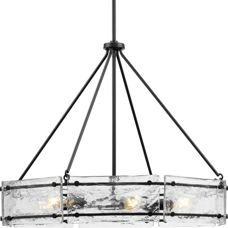 Rivera Collection Six-Light Matte Black Luxe Industrial Chandelier by Progress