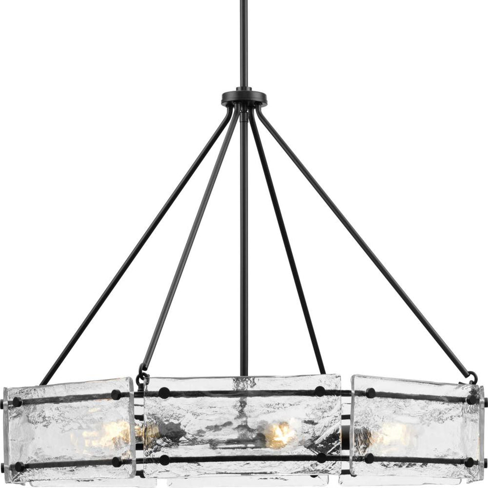 Rivera Collection Six-Light Matte Black Luxe Industrial Chandelier by Progress