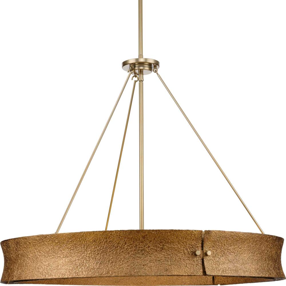 Lusail Collection Six-Light Soft Gold Luxe Industrial Chandelier by Progress