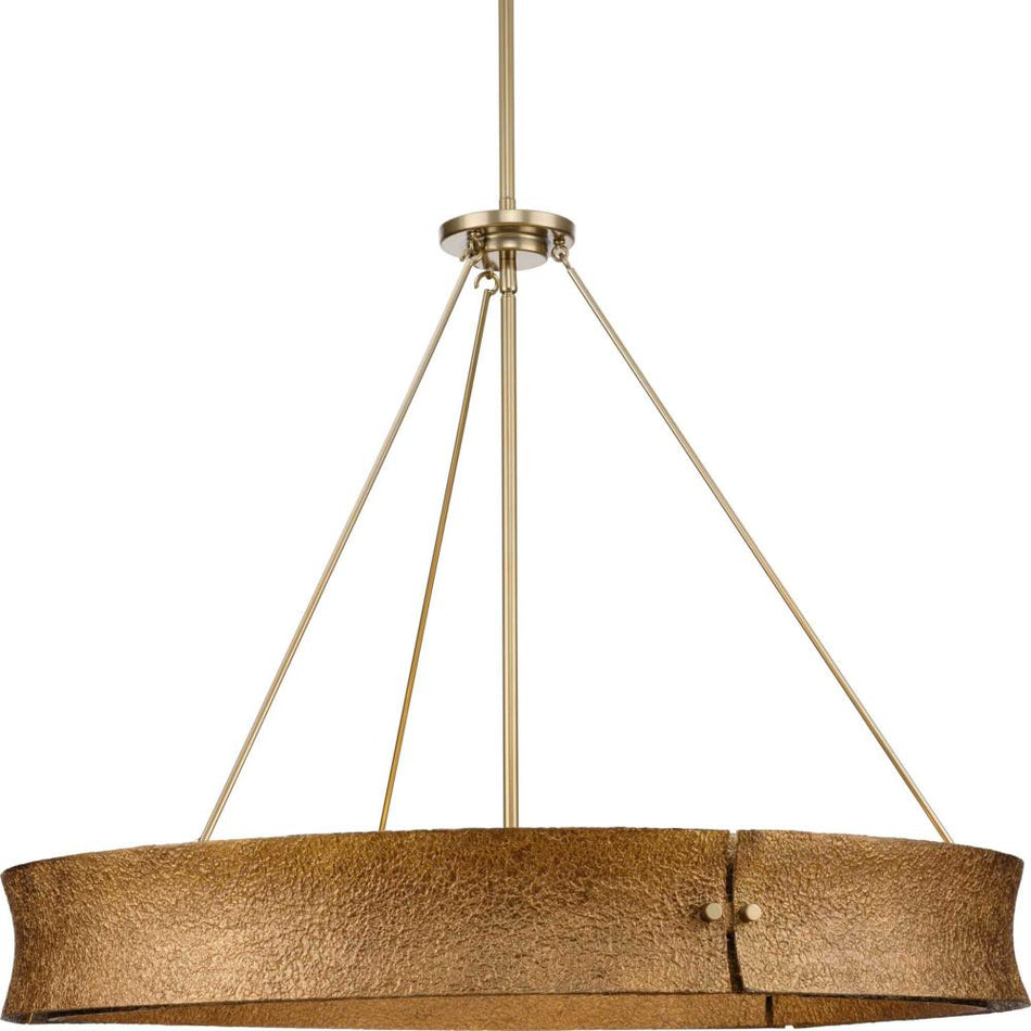 Lusail Collection Six-Light Soft Gold Luxe Industrial Chandelier by Progress
