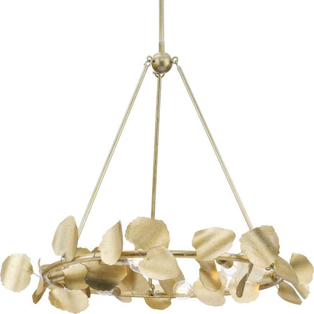 Laurel Collection Six-Light Gilded Silver Transitional Chandelier by Progress