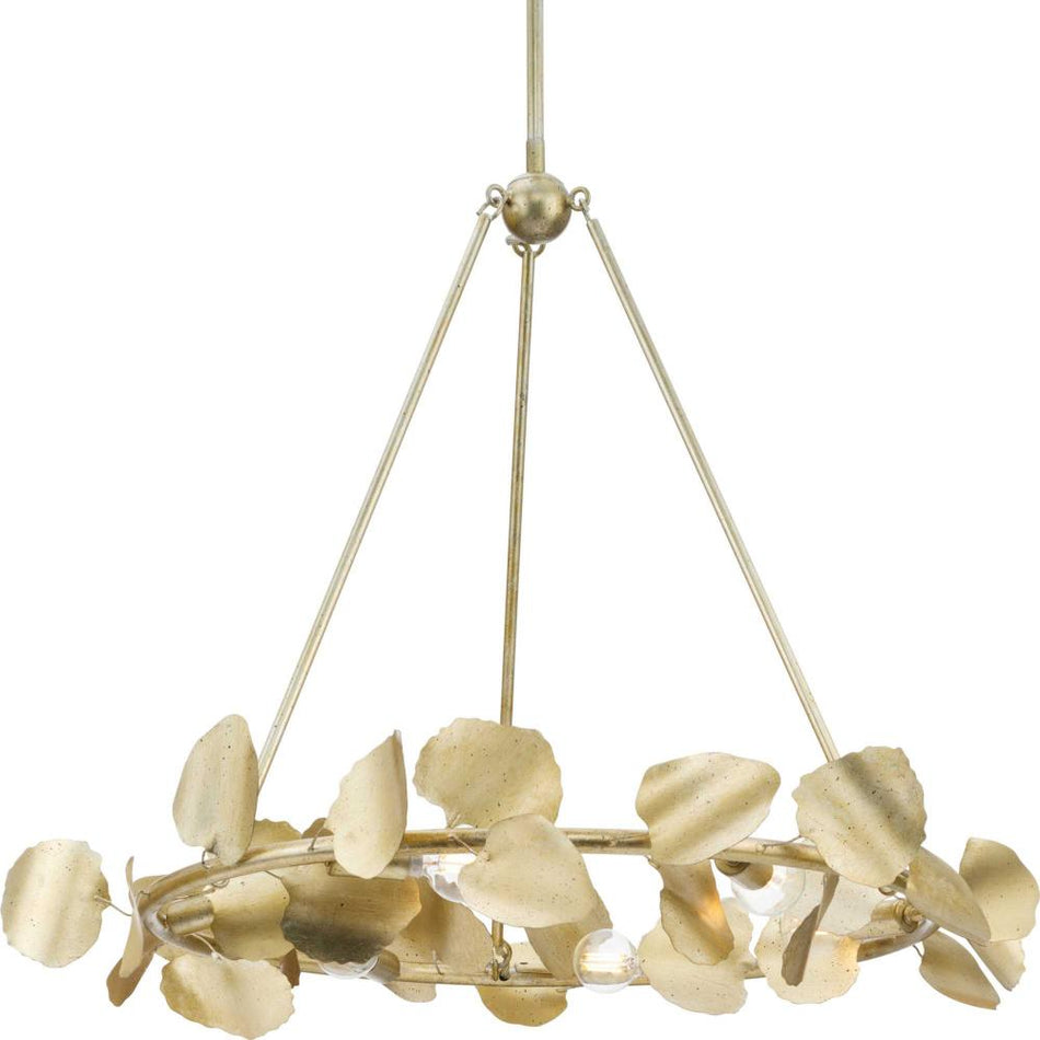 Laurel Collection Six-Light Gilded Silver Transitional Chandelier by Progress