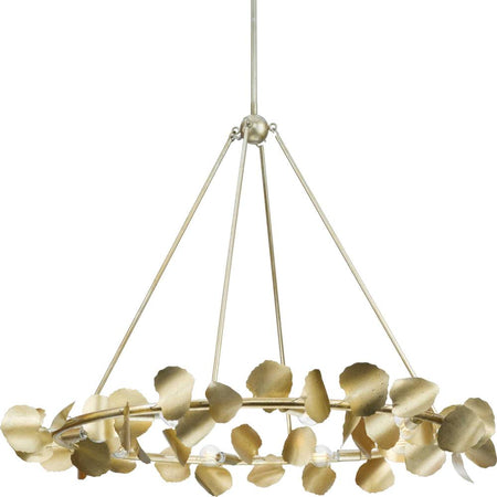 Laurel Collection Eight-Light Gilded Silver Transitional Chandelier by Progress