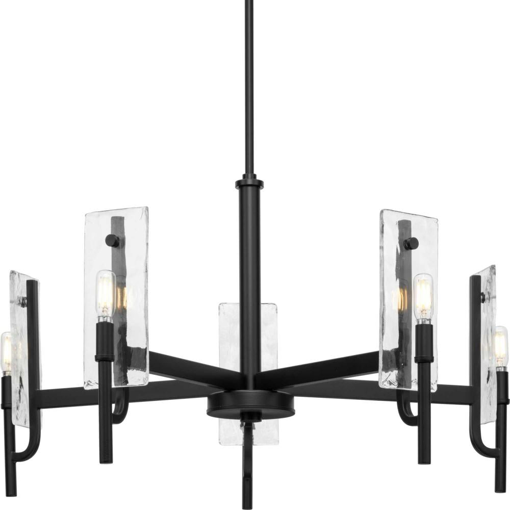 Rivera Collection 5-Light Matte Black Luxe Industrial Chandelier by Progress