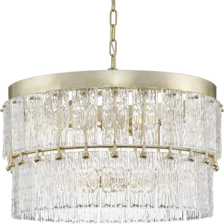 Chevall Collection Six-Light Gilded Silver Modern Organic Chandelier by Progress