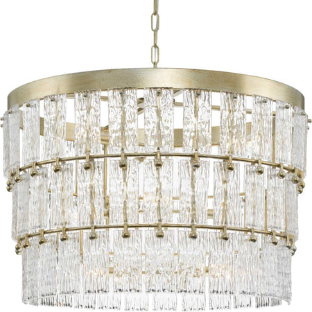 Chevall Collection Nine-Light Gilded Silver Modern Organic Chandelier by Progress