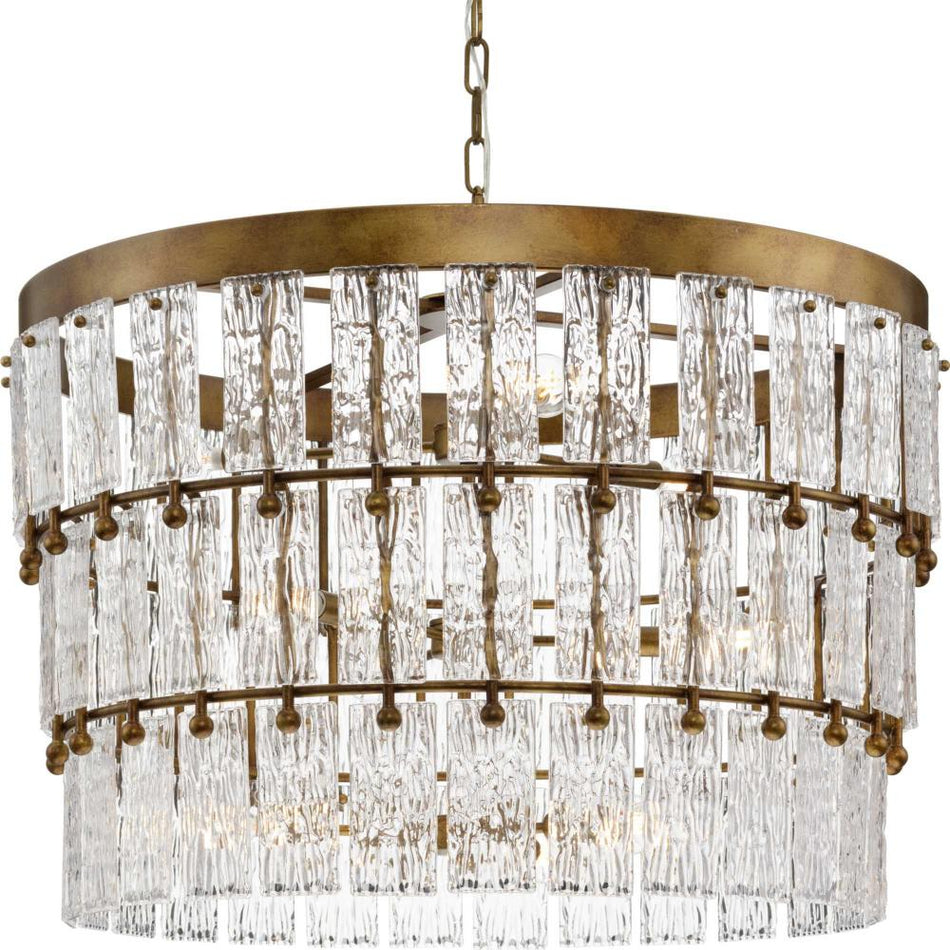 Chevall Collection Nine-Light Gold Ombre Modern Organic Chandelier by Progress