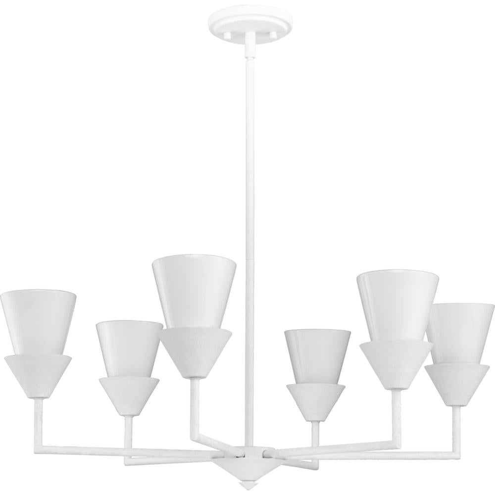 Pinellas Collection Six-Light White Plaster Contemporary Chandelier by Progress