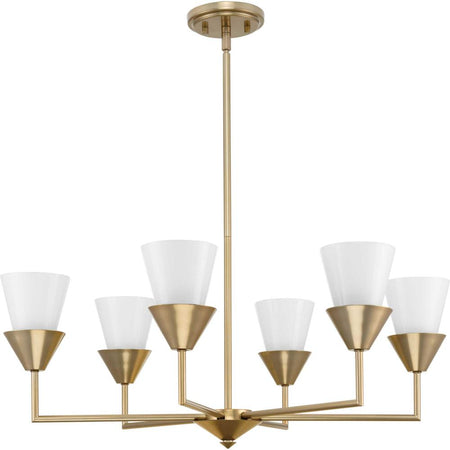 Pinellas Collection Six-Light Soft Gold Contemporary Chandelier by Progress