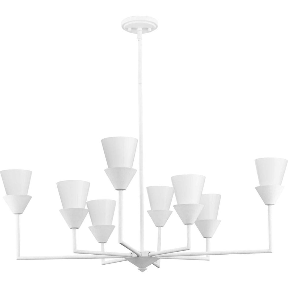 Pinellas Collection 14.37 in. Eight-Light White Plaster Contemporary Chandelier by Progress