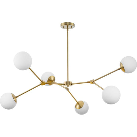 Haas Collection Six-Light Brushed Bronze Mid-Century Modern Chandelier by Progress