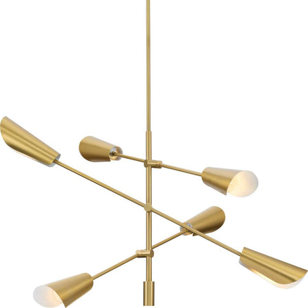 Cornett Collection Six-Light Brushed Gold Contemporary Chandelier by Progress