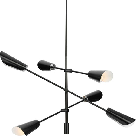 Cornett Collection Six-Light Matte Black Contemporary Chandelier by Progress