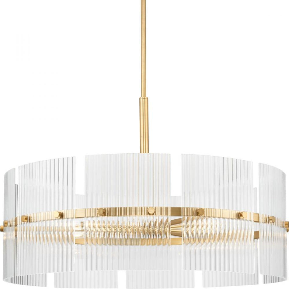 Seville Collection Six-Light Soft Gold Contemporary Chandelier by Progress