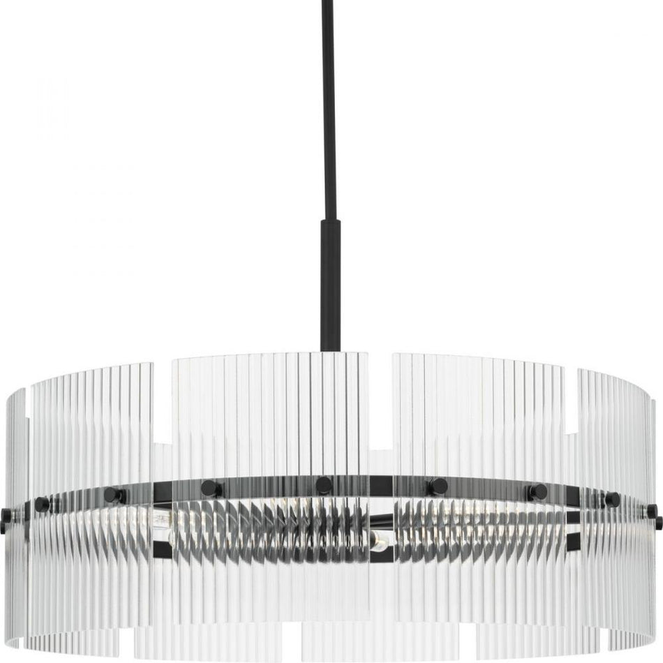 Seville Collection Six-Light Matte Black Contemporary Chandelier by Progress