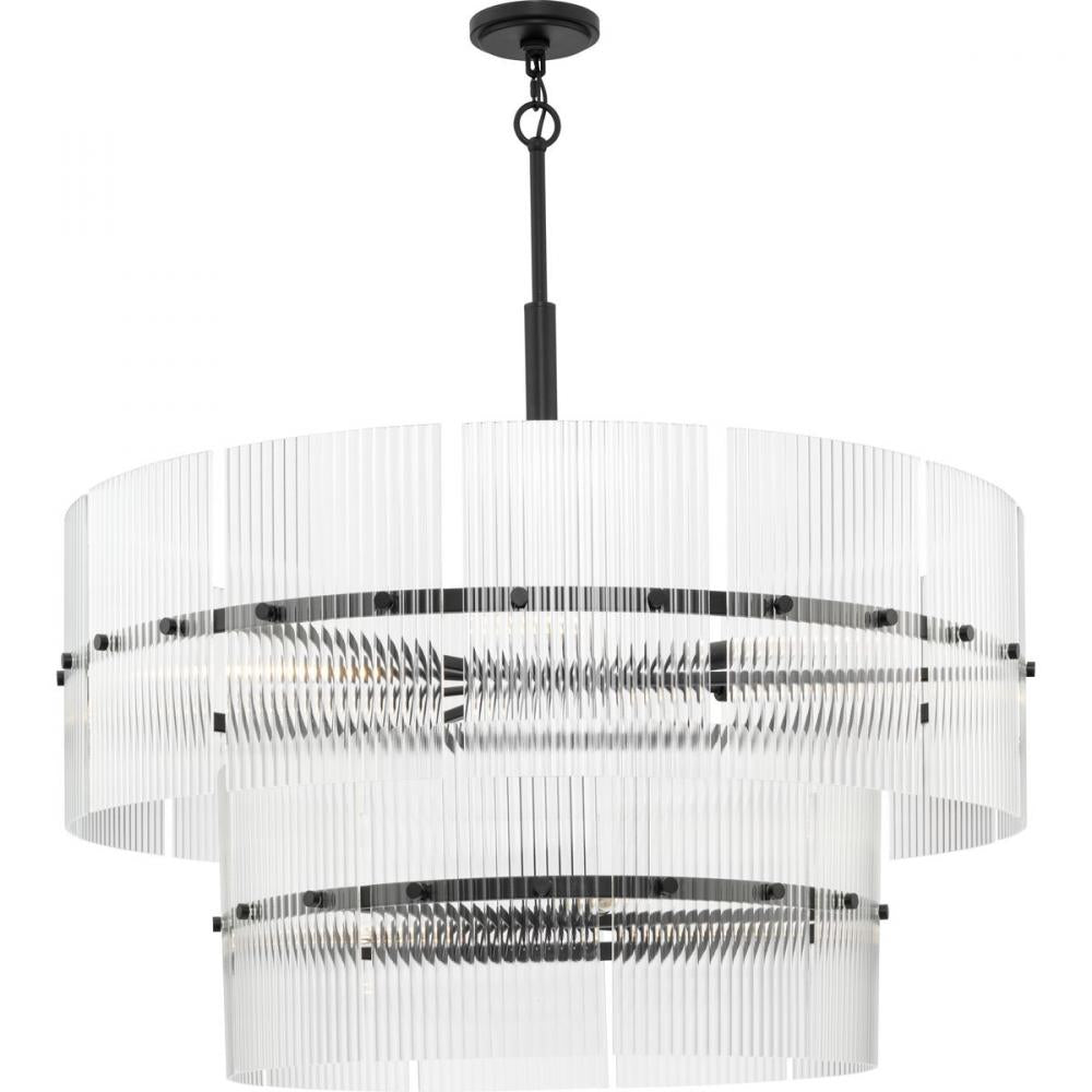Seville Collection Nine-Light Matte Black Contemporary Chandelier by Progress