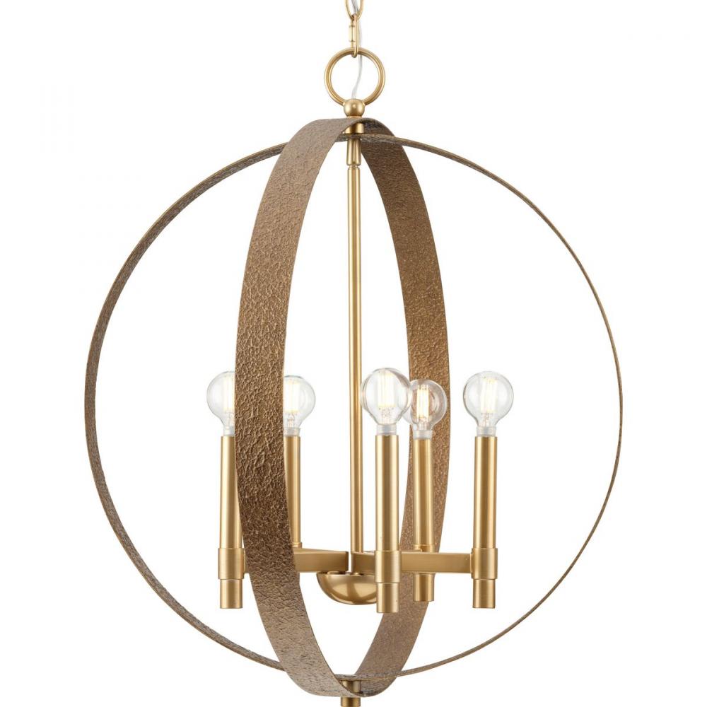 Allegheny Collection Five-Light Soft Gold Rustic Modern Pendant by Progress