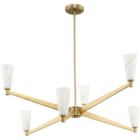 Tosca Collection Six-Light Brushed Bronze Modern Luxe Chandelier by Progress