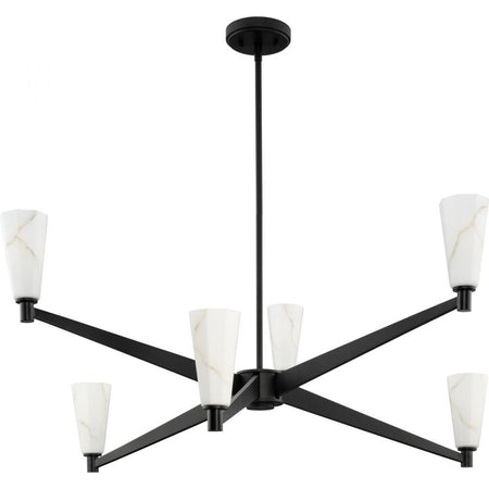 Tosca Collection Six-Light Matte Black Modern Luxe Chandelier by Progress