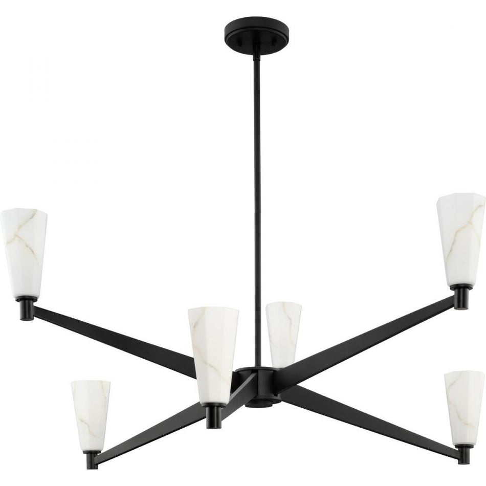 Tosca Collection Six-Light Matte Black Modern Luxe Chandelier by Progress
