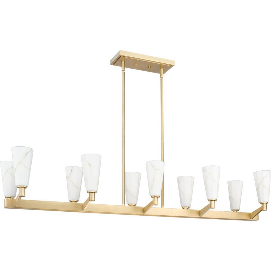 Tosca Collection Ten-Light Brushed Bronze Modern Luxe Linear Chandelier by Progress