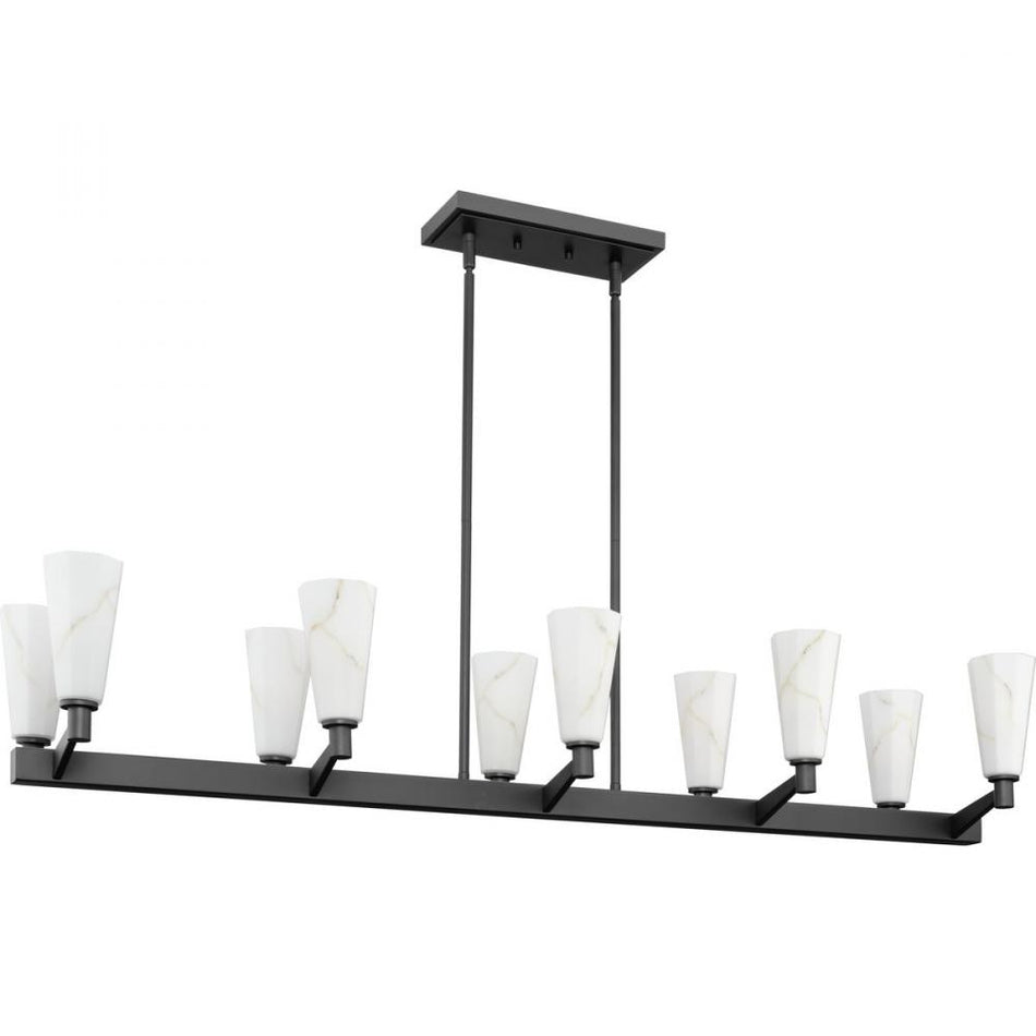 Tosca Collection Ten-Light Matte Black Modern Luxe Linear Chandelier by Progress