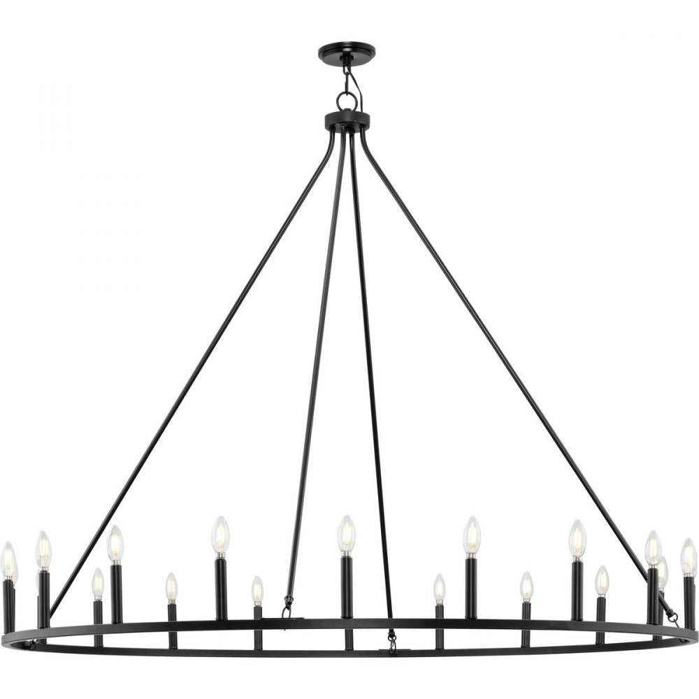 Gilliam Collection Twenty-Light Matte Black New Traditional Chandelier by Progress