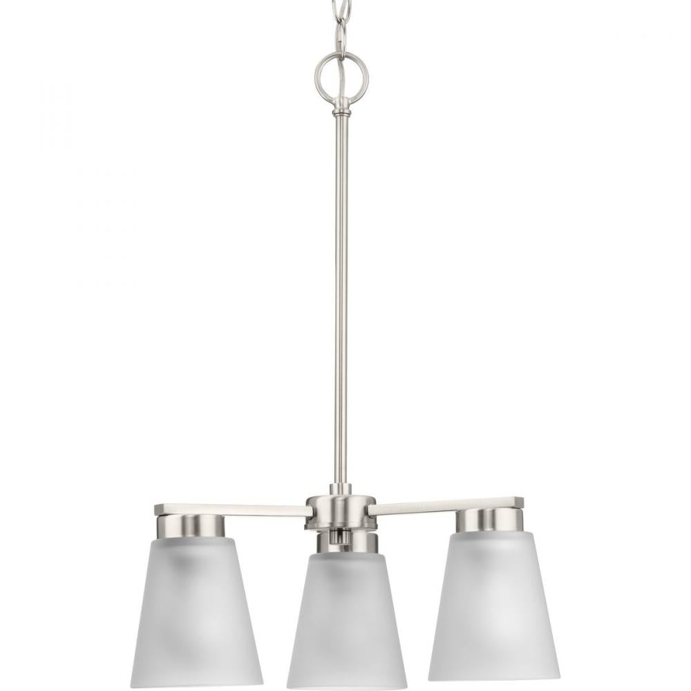Tanner Collection Three-Light Brushed Nickel Transitional Chandelier by Progress