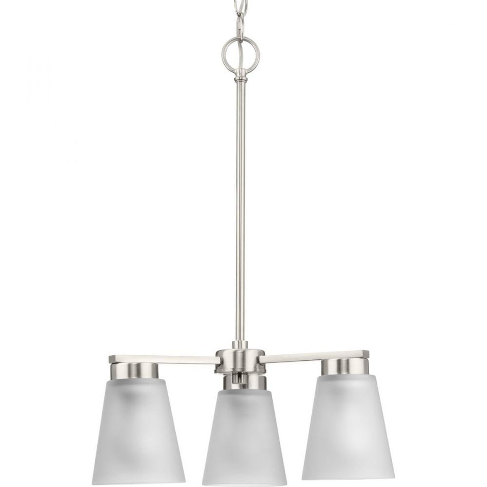 Tanner Collection Three-Light Brushed Nickel Transitional Chandelier by Progress