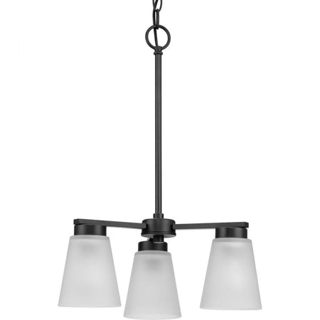 Tanner Collection Three-Light Matte Black Transitional Chandelier by Progress