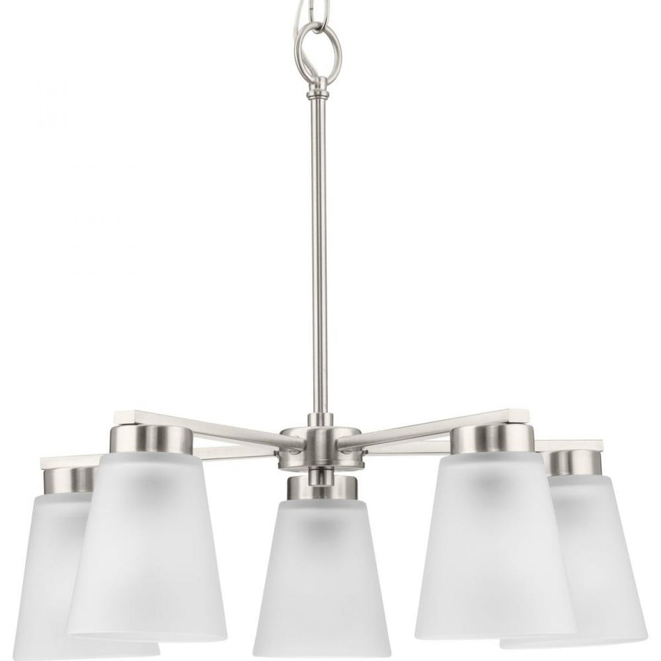 Tanner Collection Five-Light Brushed Nickel Transitional Chandelier by Progress