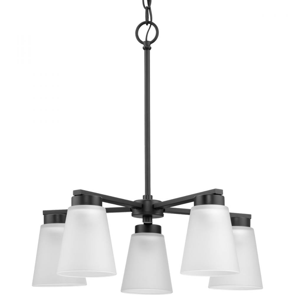 Tanner Collection Five-Light Matte Black Transitional Chandelier by Progress