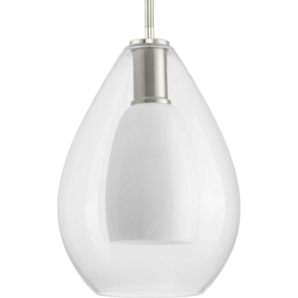 Carillon Collection One-Light Brushed Nickel Contemporary Pendant by Progress