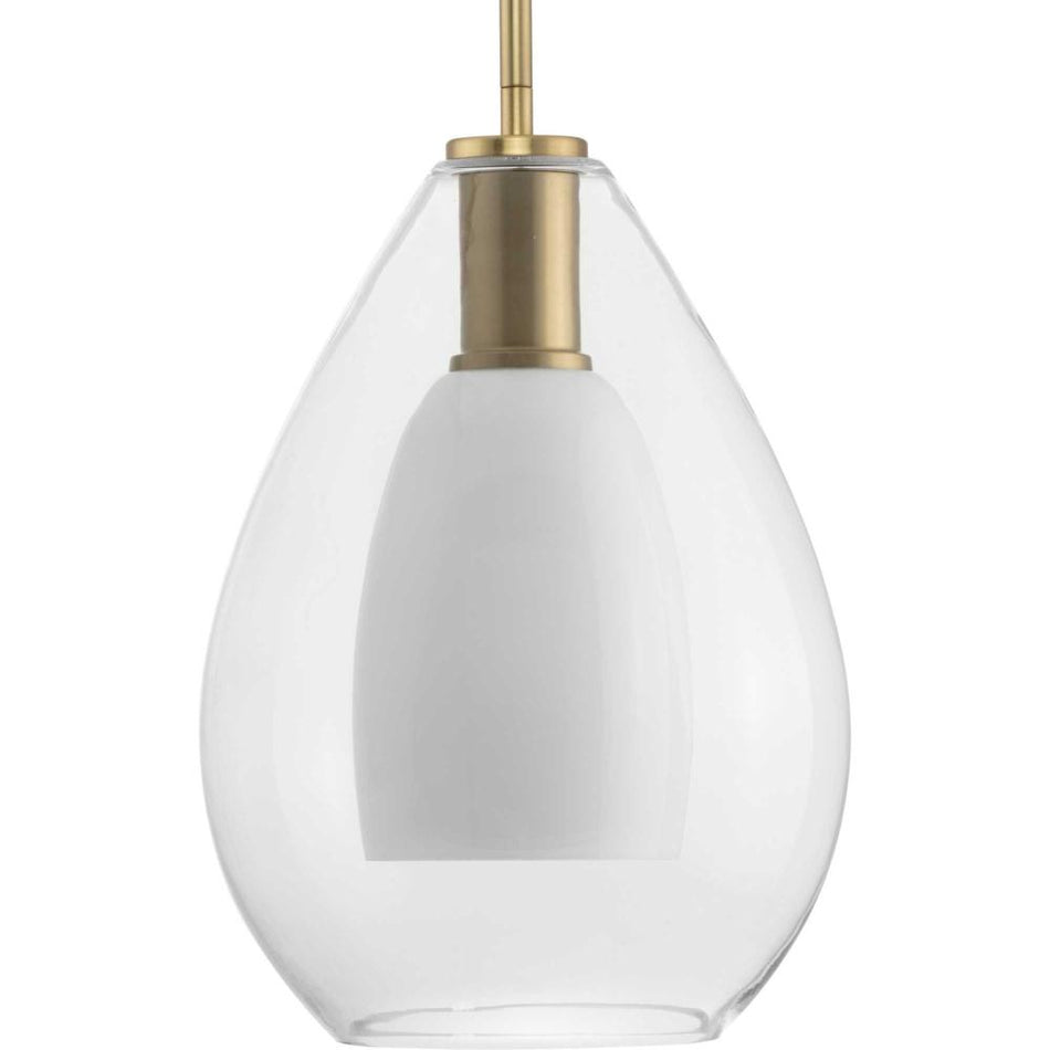 Carillon Collection One-Light Brushed Gold Contemporary Pendant by Progress