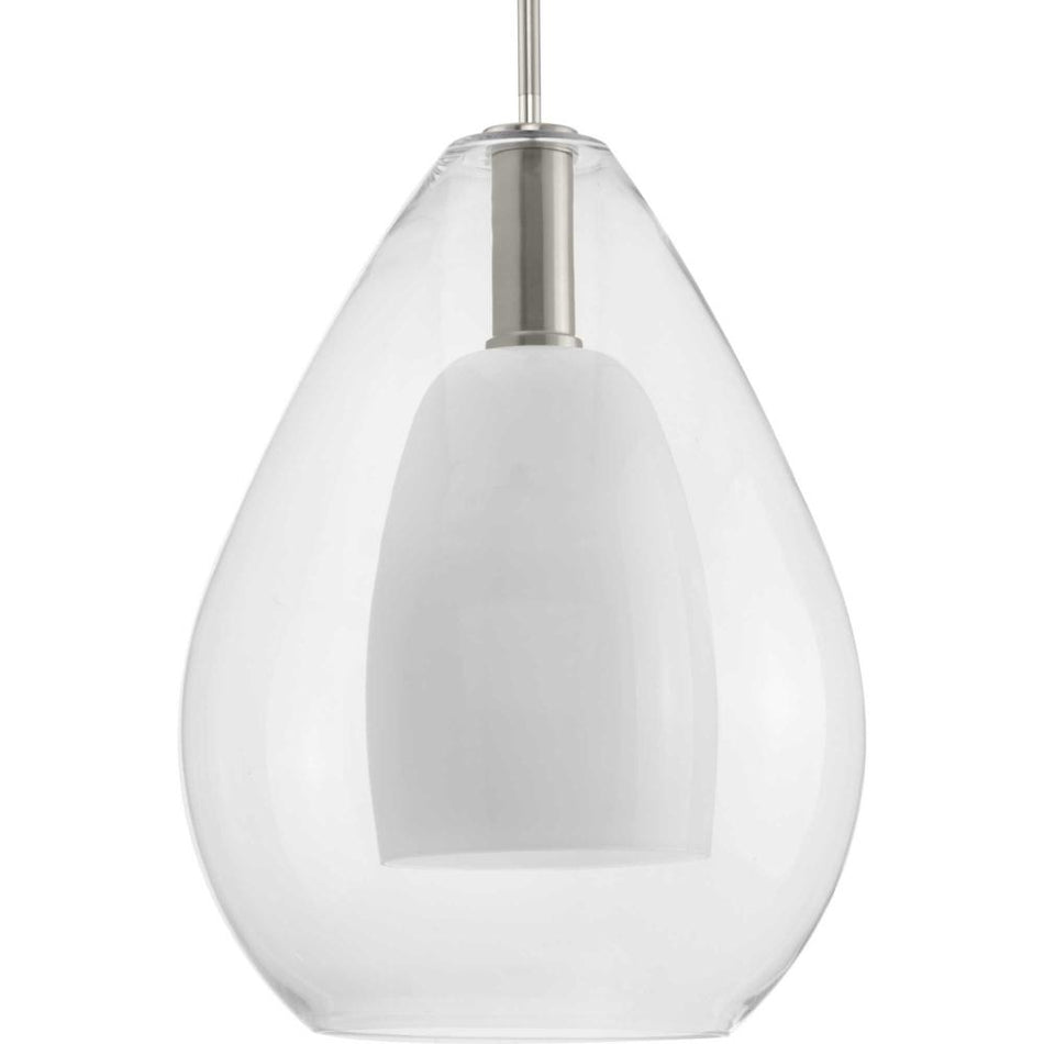 Carillon Collection One-Light Brushed Nickel Large Contemporary Pendant by Progress