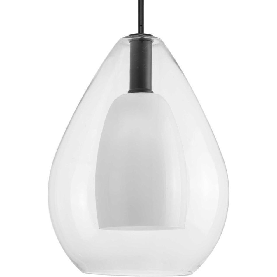 Carillon Collection One-Light Matte Black Large Contemporary Pendant by Progress